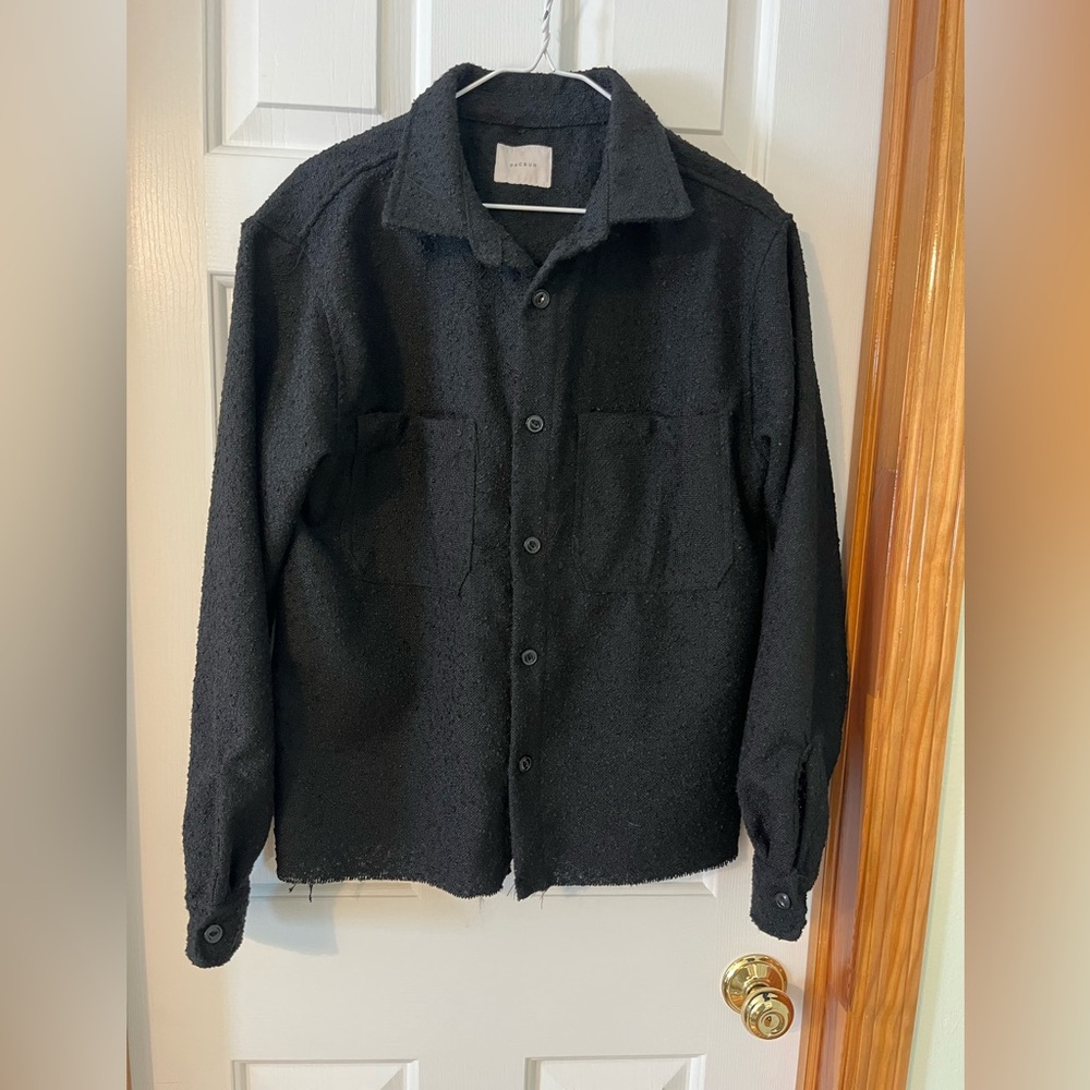 PACSUN oversized Wooly Distressed Button up Black Jacket Size Small NWOT